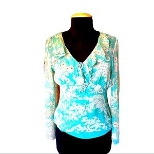 Women’s Long Sleeve Fitted Silk Blouse + Camisole Size small